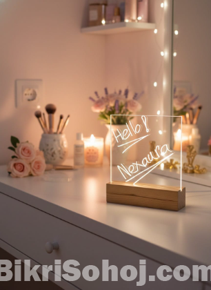 Wooden Desk Lamp And Night Lamp With glowing writing board